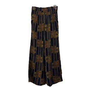 Amuse Society High Elastic Waist Wide Pants Womens Small Striped Palm Print